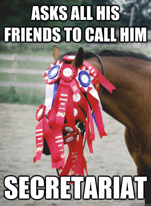 Asks all his friends to call him Secretariat - Asks all his friends to call him Secretariat  Idiot Victory Horse