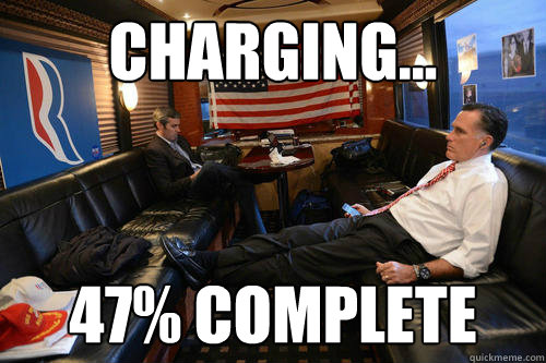 charging... 47% complete  Sudden Realization Romney