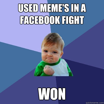 Used meme's in a facebook fight won   Success Kid