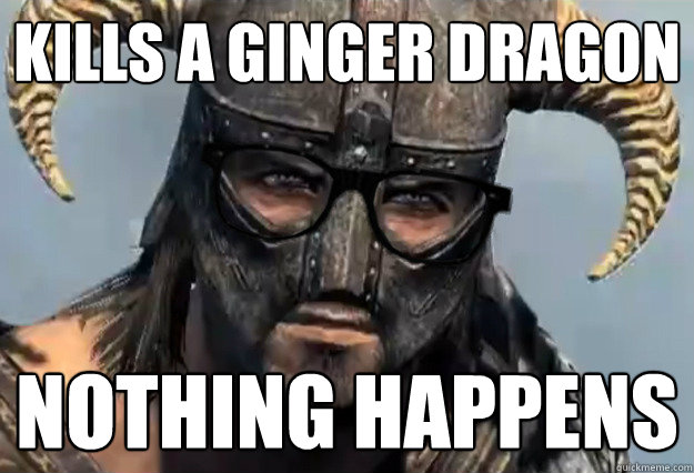 kills a ginger dragon nothing happens  Annoyed Dovahkiin