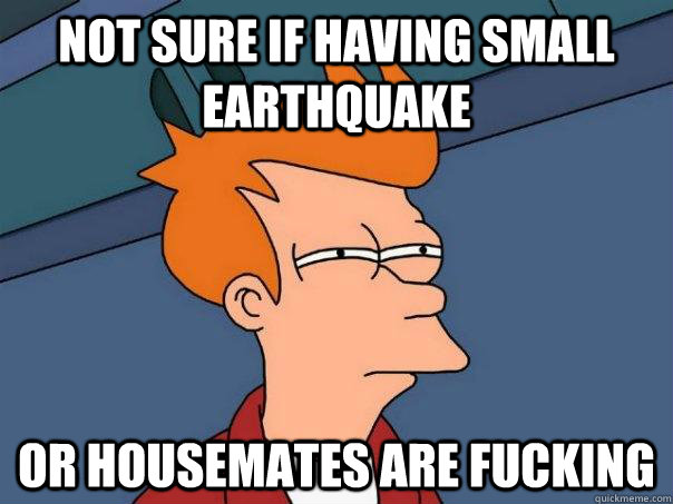 Not sure if having small earthquake Or housemates are fucking - Not sure if having small earthquake Or housemates are fucking  Futurama Fry