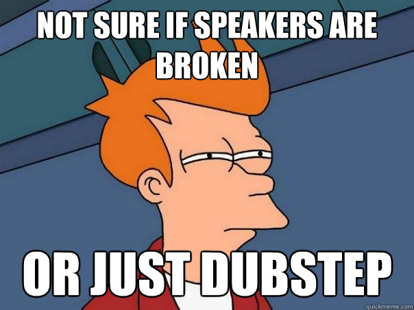 not sure if speakers are broken or just dubstep  Futurama Fry