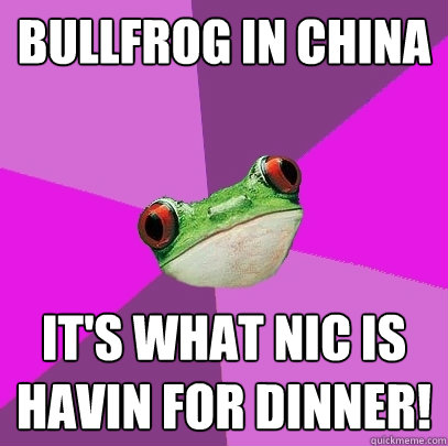 BullFrog in China It's What Nic Is Havin For Dinner!  - BullFrog in China It's What Nic Is Havin For Dinner!   Foul Bachelorette Frog