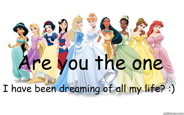 Are you the one I have been dreaming of all my life? :)  disney princesses