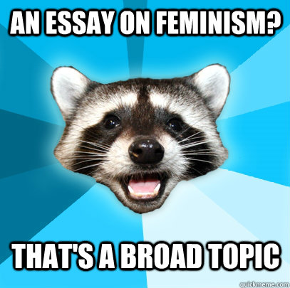 An essay on feminism? That's a broad topic - An essay on feminism? That's a broad topic  Lame Pun Coon