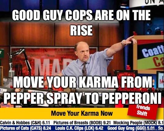 Good guy cops are on the rise Move your karma from pepper spray to pepperoni  Mad Karma with Jim Cramer