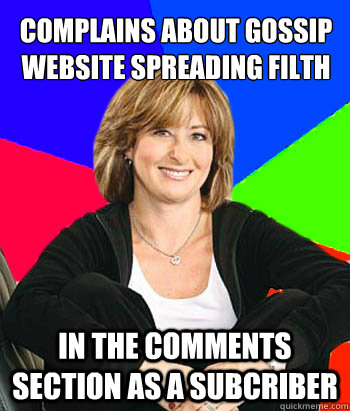 Complains about gossip website spreading filth in the comments section as a subcriber  Sheltering Suburban Mom