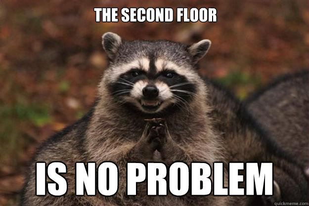 the second floor is no problem  Evil Plotting Raccoon