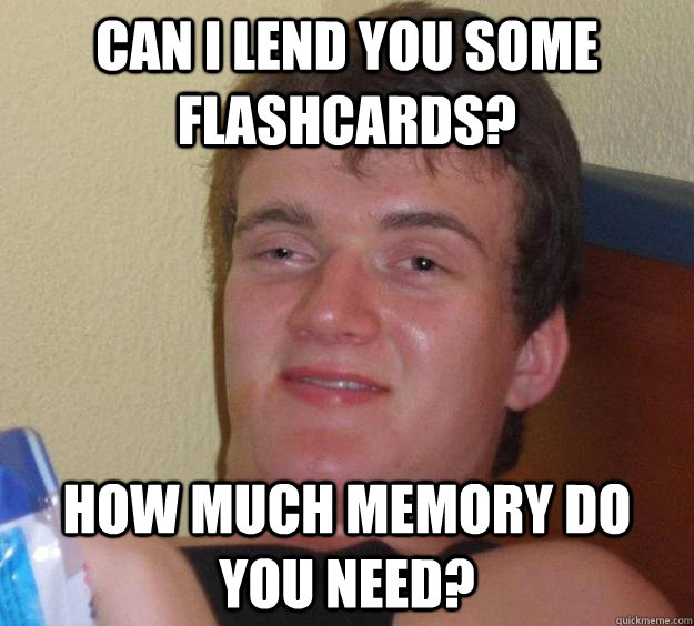 can I lend you some flashcards? How much memory do you need?  10 Guy