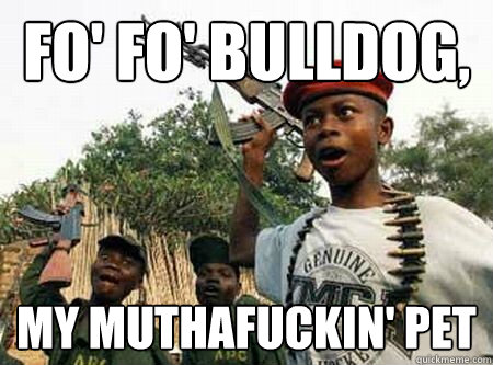 Fo' fo' bulldog, my muthafuckin' pet  