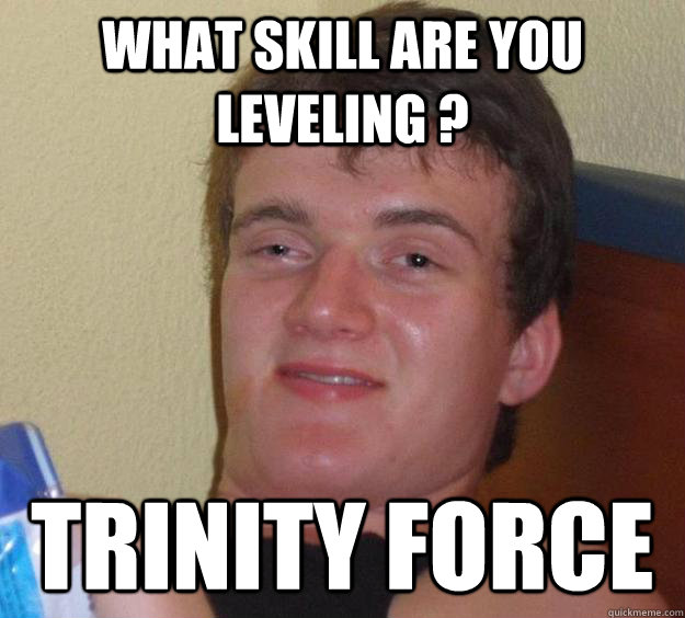 what skill are you leveling ? Trinity force  10 Guy