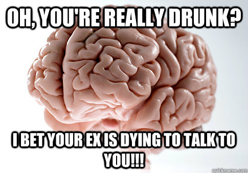 Oh, you're really drunk? I bet your ex is dying to talk to you!!!  Scumbag Brain