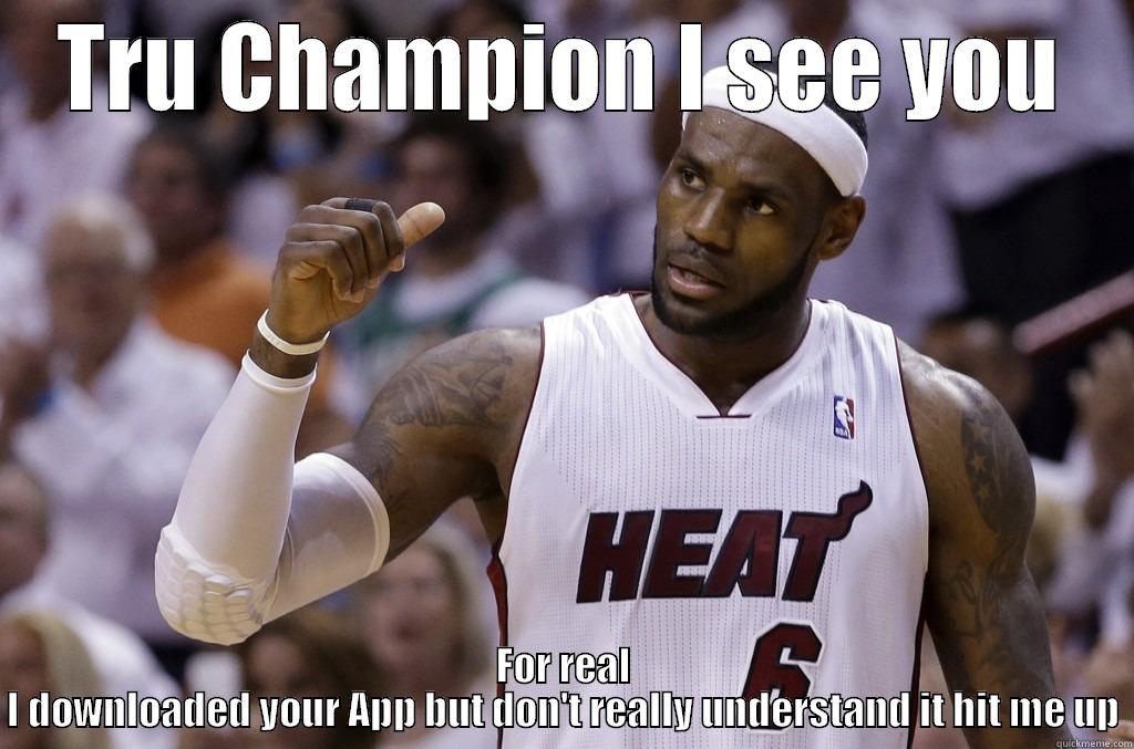 Silly Lebron - TRU CHAMPION I SEE YOU FOR REAL I DOWNLOADED YOUR APP BUT DON'T REALLY UNDERSTAND IT HIT ME UP Misc