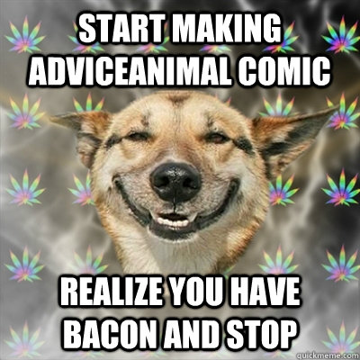 start making adviceanimal comic realize you have bacon and stop  Stoner Dog