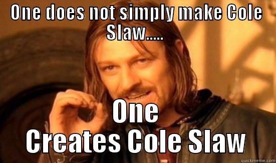 Cole Slaw - ONE DOES NOT SIMPLY MAKE COLE SLAW.....  ONE CREATES COLE SLAW Boromir