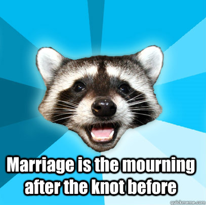  Marriage is the mourning after the knot before -  Marriage is the mourning after the knot before  Lame Pun Coon