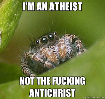 I'M AN ATHEIST NOT THE FUCKING ANTICHRIST  Misunderstood Spider