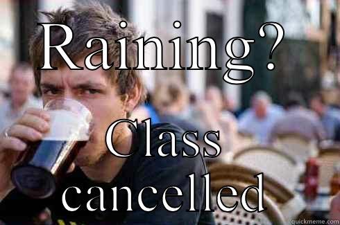 Rainy day - RAINING? CLASS CANCELLED Lazy College Senior