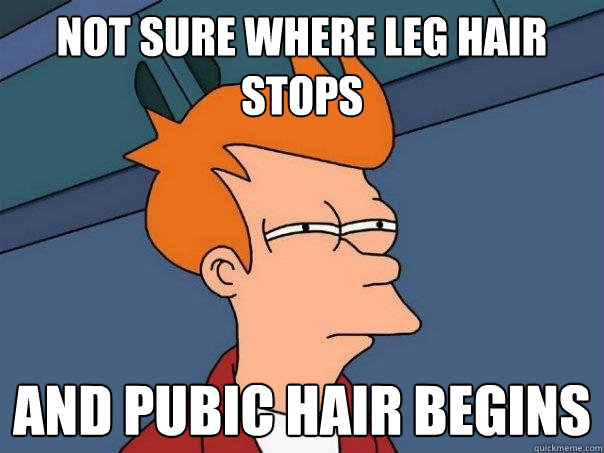 Not sure where leg hair stops and pubic hair begins - Not sure where leg hair stops and pubic hair begins  Futurama Fry