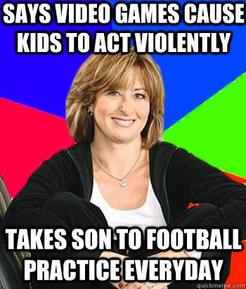 Says video games cause kids to act violently takes son to football practice everyday  Sheltering Suburban Mom