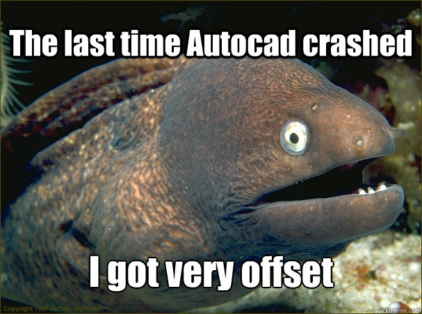 The last time Autocad crashed I got very offset  Bad Joke Eel