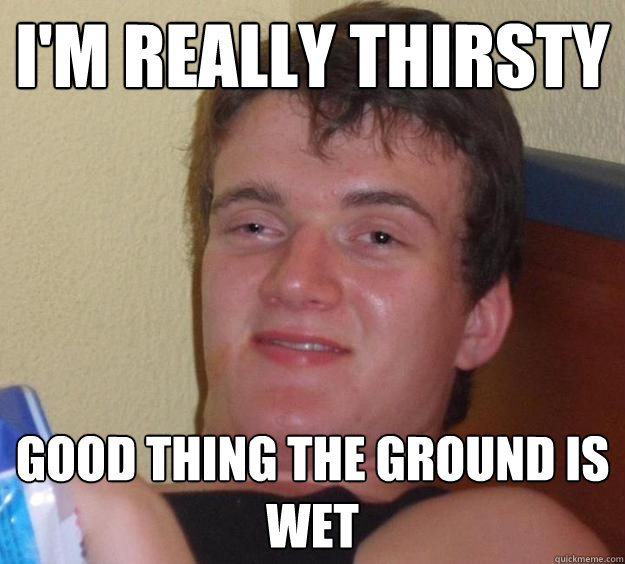 I'm really thirsty Good thing the ground is wet - I'm really thirsty Good thing the ground is wet  10 Guy