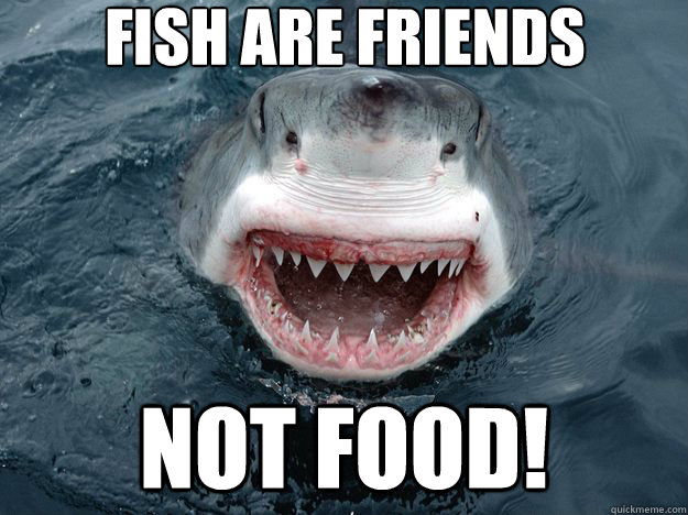 Fish are Friends Not Food! - Fish are Friends Not Food!  Overly Excited Shark