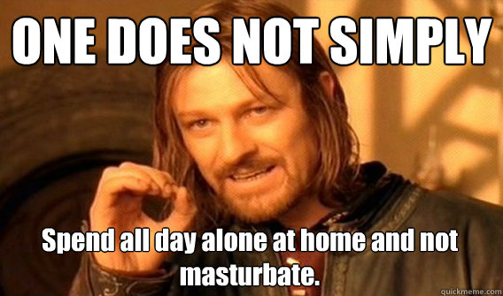 ONE DOES NOT SIMPLY Spend all day alone at home and not masturbate.  One Does Not Simply