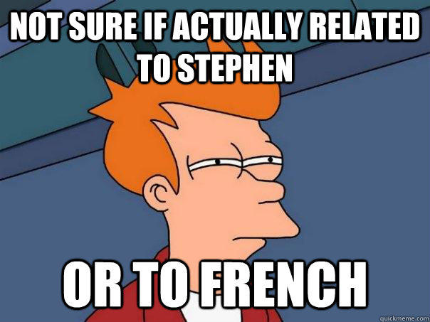 Not sure if actually related to Stephen or to French - Not sure if actually related to Stephen or to French  Futurama Fry