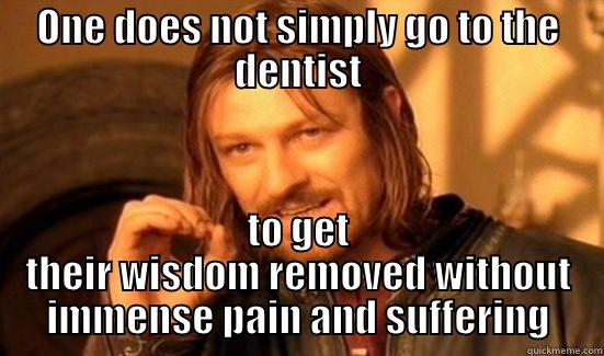 ONE DOES NOT SIMPLY GO TO THE DENTIST TO GET THEIR WISDOM REMOVED WITHOUT IMMENSE PAIN AND SUFFERING Boromir