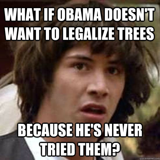 What if Obama doesn't want to legalize trees because he's never tried them? - What if Obama doesn't want to legalize trees because he's never tried them?  conspiracy keanu