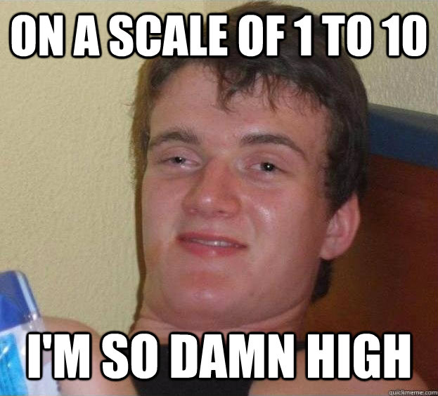 ON A SCALE OF 1 TO 10 i'm so damn high   The High Guy