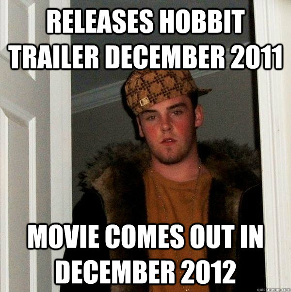 Releases Hobbit trailer december 2011 Movie comes out in december 2012  Scumbag Steve