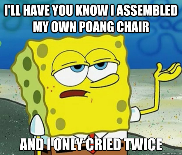 I'll have you know i assembled my own poang chair and i only cried twice  Tough Spongebob