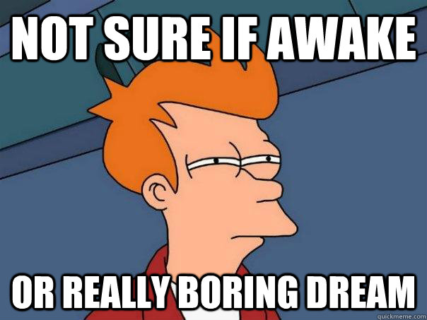 not sure if awake or really boring dream  Futurama Fry