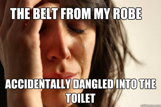 The belt from my robe accidentally dangled into the toilet  First World Problems