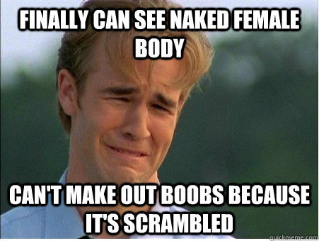 Finally can see naked female body can't make out boobs because it's scrambled - Finally can see naked female body can't make out boobs because it's scrambled  1990s Problems