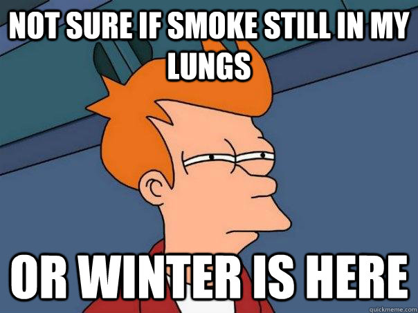 Not sure if smoke still in my lungs Or winter is here  - Not sure if smoke still in my lungs Or winter is here   Futurama Fry