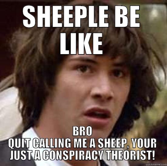 SHEEPLE BE LIKE - SHEEPLE BE LIKE BRO QUIT CALLING ME A SHEEP, YOUR JUST A CONSPIRACY THEORIST! conspiracy keanu