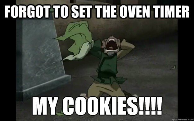 forgot to set the oven timer my cookies!!!!  