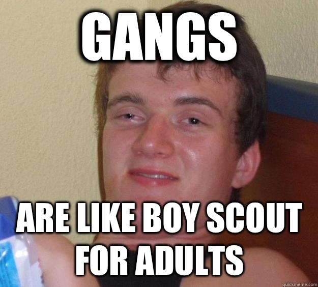 Gangs  Are like Boy Scout for adults  10 Guy