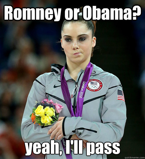 Romney or Obama? yeah, I'll pass  McKayla Not Impressed