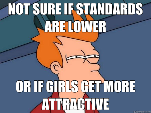 NOT SURE IF STANDARDS ARE LOWER OR IF GIRLS GET MORE ATTRACTIVE  Futurama Fry