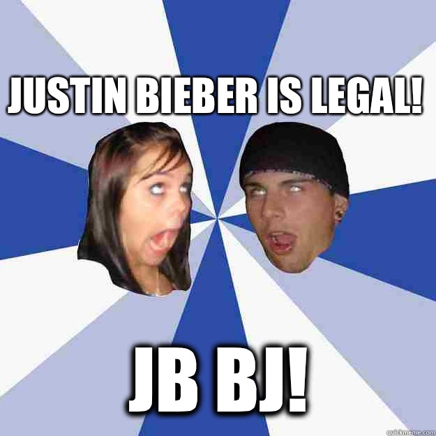 Justin Bieber is legal! JB BJ!  Annoying Facebook Couple