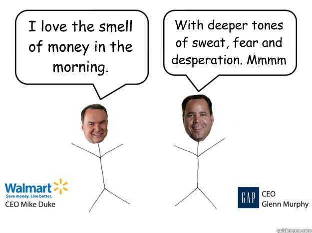 I love the smell of money in the morning. With deeper tones of sweat, fear and desperation. Mmmm - I love the smell of money in the morning. With deeper tones of sweat, fear and desperation. Mmmm  Glenn and Mike