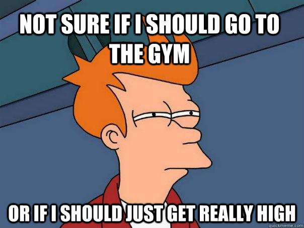 Not sure if I should go to the gym Or if I should just get really high  Futurama Fry