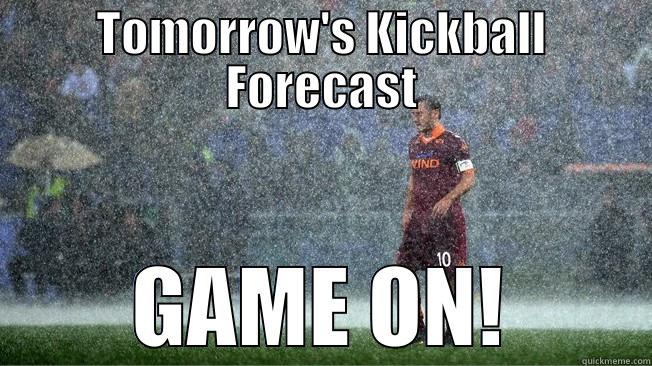 TOMORROW'S KICKBALL FORECAST GAME ON! Misc