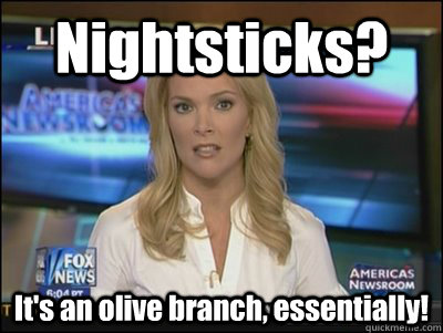 Nightsticks? It's an olive branch, essentially!  Megyn Kelly