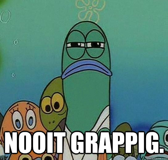  nooit grappig. -  nooit grappig.  Serious fish SpongeBob