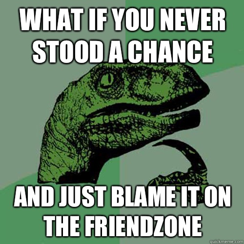 What if you never stood a chance And just blame it on the friendzone  Philosoraptor